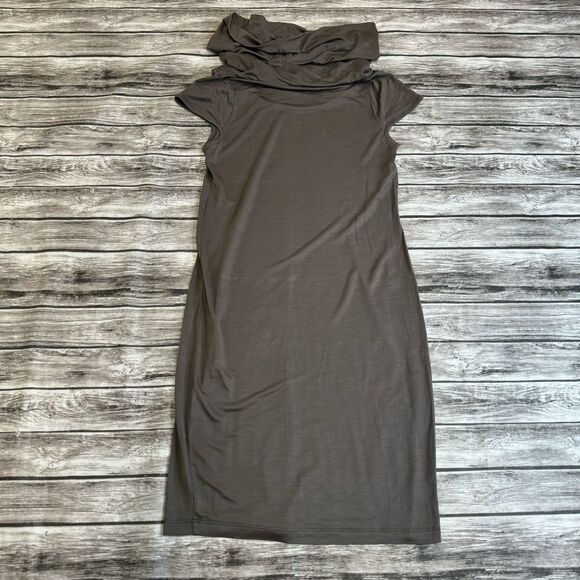 Ted Baker London Women's SAMPLE Mini Bodycon Cowl Neck Dress 2 Taupe Beige Brown - Picture 3 of 11